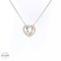 14KT Double Heart Diamond White Gold Pendant (CHAIN IS NOT INCLUDED)