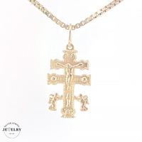 14KT Caravaca Crucifix Pendant Rose Gold,16mm (CHAIN IS NOT INCLUDED)
