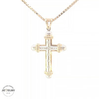 14KT Vintage Cross Pendant Two Tone, 4mm (CHAIN IS NOT INCLUDED)