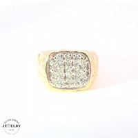 14KT Men's Cluster Ring Yellow Gold Diamonds Size 7 1/4