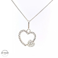 14KT Double Heart Diamond Cut White Gold Pendant (CHAIN IS NOT INCLUDED)