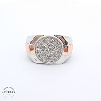 10KT Men's Fancy Ring Two Tone Diamonds Size 10 1/4