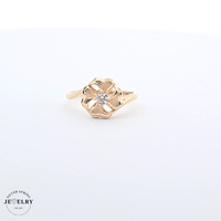 14KT Fancy Flower Yellow Gold Ring, Size 5.5