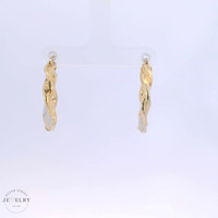 14k Diamond Cut Hoop Earrings