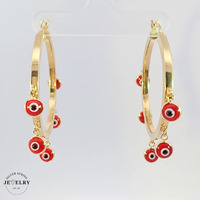 14KT Red Eye Hoops