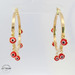 14KT Red Eye Hoops