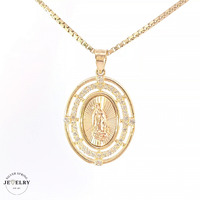 14KT Lady of Guadalupe Pendant Two Tone 18mm (CHAIN IS NOT INCLUDED)