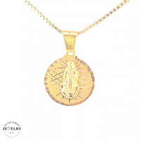 14KT Lady of Guadalupe Yellow Gold, Diameter 18mm (CHAIN IS NOT INCLUDED)