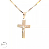 14KT Classic Crucifix Two Tone 5mm (CHAIN IS NOT INCLUDED)
