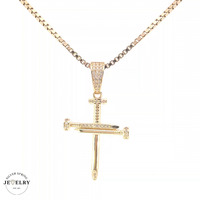 14KT Nail Cross Pendant Yellow Gold, 3mm (CHAIN IS NOT INCLUDED)