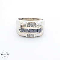 14KT Men's Band Ring White Gold Diamonds, Size 11.5