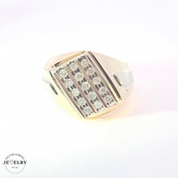 14KT Men's Cluster Ring Yellow Gold Diamonds Size 11