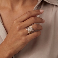 14KT Overlap Round Cut Ring, Tricolor, Size 8