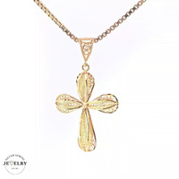 14KT Filigree Cross Yellow Gold, 7mm (CHAIN IS NOT INCLUDED)