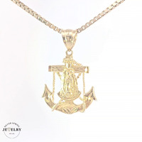 14KT Lady of Guadalupe Anchor Pendant, Yellow Gold 22mm (CHAIN IS NOT INCLUDED)