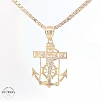 14KT Crucifix Anchor Pendant Two Tone,18mm (CHAIN IS NOT INCLUDED)