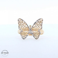 14KT Butterfly Ring, Two Tone, Size 6