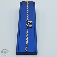 14KT Cable Infinity Link Bracelet Tricolor 7.5 Inches 