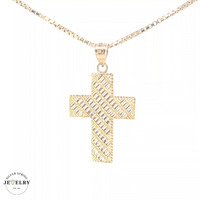 10KT Textured Cross Pendant Yellow Gold, 7mm (CHAIN IS NOT INCLUDED)