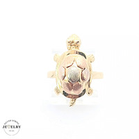 14KT Turtle Animal Ring Tricolor, Size 7