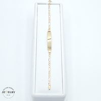 14KT Baby ID Figaro Bracelet Tricolor Gold, 7 Inches
