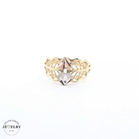 14KT Filigree Heart Tricolor Gold, Size 8