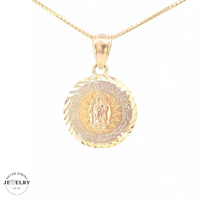 14KT Quinceañera Lady of Guadalupe Tricolor Diameter 17MM(CHAIN IS NOT INCLUDED)