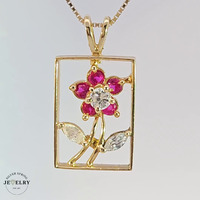 14KT Square Heart Pendant Yellow Gold