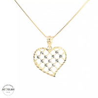 14KT Checkered Heart Yellow Gold Diamond Cut (CHAIN IS NOT INCLUDED)