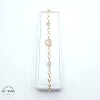 14KT Quinceañera Heart Fancy Link Tricolor 8.5 Inches 