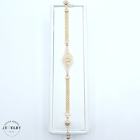 14KT Quinceañera Bismark Link Bracelet Two Tone 8 Inches  