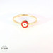 14KT Red Evil Eye Fancy Ring Yellow Gold, Size 6