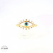 14KT Blue Evil Eye Fancy Ring Yellow Gold, Size 5 3/4