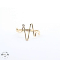 14KT Heartbeat Yellow Gold Ring, Size 8