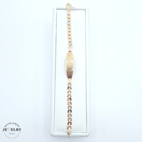 14KT ID Quinceañera Leaf Link Bracelet Tricolor 7.5 Inches 