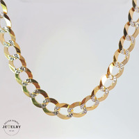  14KT Two Tone Diamond Cut Curb Link Chain 