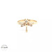 18KT Dragonfly Insect Ring, Yellow Gold, Size 4.5