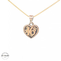 14KT Sweet 16 Heart Pendant Two Tone 11mm (CHAIN IS NOT INCLUDED)
