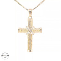 14KT Swirl Cross Pendant Two Tone, 5mm (CHAIN IS NOT INCLUDED) 