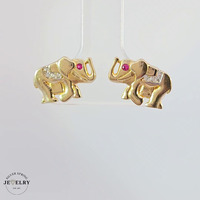 Elephant Studs 14KT Yellow Gold 12mm