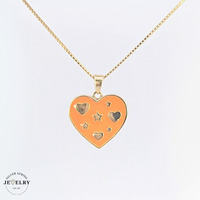 14KT Enamel Orange Heart Yellow Gold (CHAIN IS NOT INCLUDED)