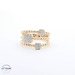 14KT Pave Triple Row Beaded Ring Yellow Gold, Size 7