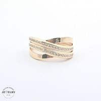 14KT Crossover Yellow Gold Ring, Size 7