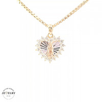 14KT Heart Lady of Guadalupe Pendant, Tricolor, 13mm (CHAIN IS NOT INCLUDED)