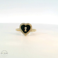  14k Yellow Gold Onyx Heart Ring