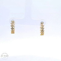 14k  Triangle Cz Huggies Earrings