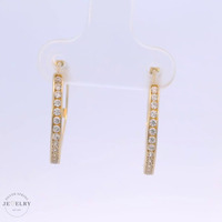  14k White Cz Hoop Earrings