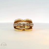 14k Yellow Gold Tri-Color Hinged Heart Ring