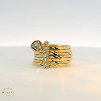  14k Yellow Gold Diamond Cut Semanario Ring