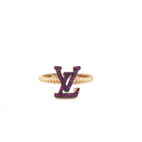  14K Yellow Gold "LV" Letter Ring 